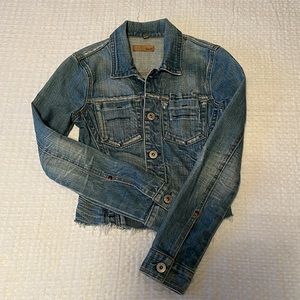Yanuk Distressed Denim Cropped Jean Jacket Size XS